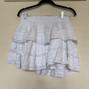 Aerie Rock 'N' Ruffle Mini Skirt (White, Size M)